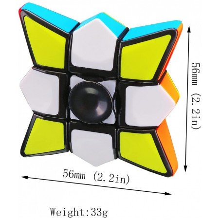 Fidget Spinner Cube 2 in 1 Stickerless Brain Teasers Magic Puzzle Spinning Top Cube Rotatable Stress Relief 1X3X3 Finger Spee...