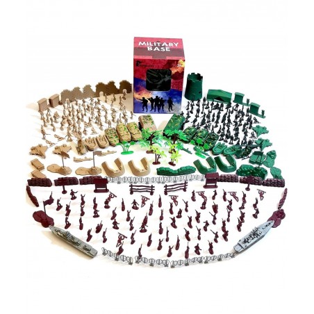 Army Men Military Set 293PCS-Mini Action Figure Play Set with Soldiers Vehicles Tanks Aircrafts & Boats-Pretend Army Base & M...