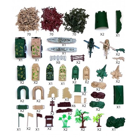 Army Men Military Set 293PCS-Mini Action Figure Play Set with Soldiers Vehicles Tanks Aircrafts & Boats-Pretend Army Base & M...