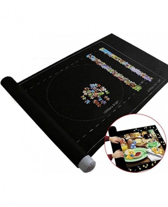 Puzzles Roll Up Floor Storage Mat Game Toys Organizer Felt - 3000 Black $21.13 Puzzle Accessories