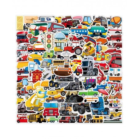 Transportation Vehicle Truck Stickers for Kids Boys Vinyl Stickers Waterproof 100 Pack Party Favors and Supplies (Constructio...