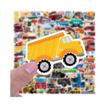 Transportation Vehicle Truck Stickers for Kids Boys Vinyl Stickers Waterproof 100 Pack Party Favors and Supplies (Constructio...