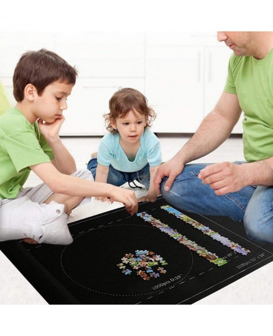 Puzzles Roll Up Floor Storage Mat Game Toys Organizer Felt - 3000 Black $21.13 Puzzle Accessories