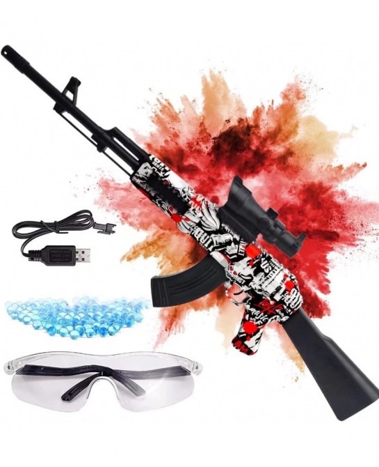 Gel Ball Blaster Automatic Splatter Ball Blaster with 50000 Water Beads and Goggles Water Ball Toy for Outdoor Activities Sho...