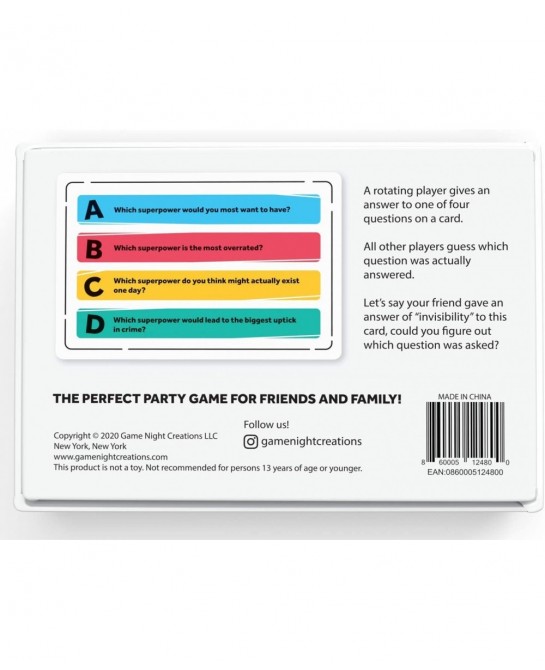 What Was the Question? – The Conversational Party Game Resulting in Hilarious Discussions $33.75 Card Games