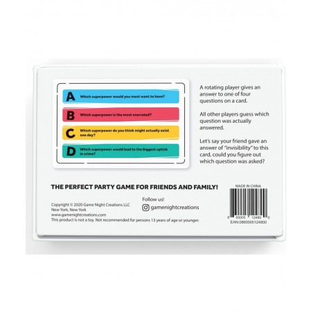 What Was the Question? – The Conversational Party Game Resulting in Hilarious Discussions $33.75 Card Games