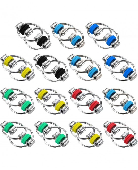 15 Pieces Bike Chain Fidget Toy Flippy Chain Fidget Toy Finger Roller Chain Sensory Toy Handheld Ring Flippy Chain Decompress...