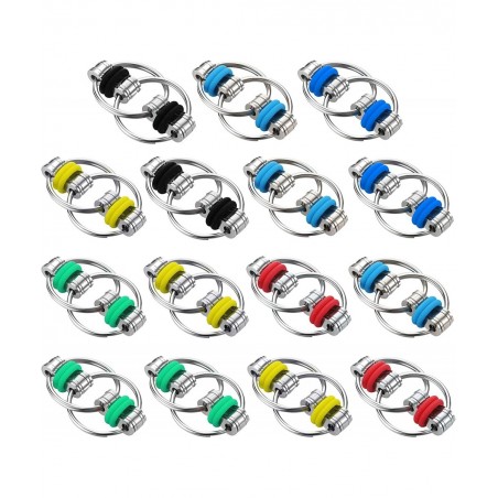15 Pieces Bike Chain Fidget Toy Flippy Chain Fidget Toy Finger Roller Chain Sensory Toy Handheld Ring Flippy Chain Decompress...