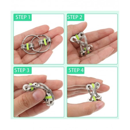 15 Pieces Bike Chain Fidget Toy Flippy Chain Fidget Toy Finger Roller Chain Sensory Toy Handheld Ring Flippy Chain Decompress...