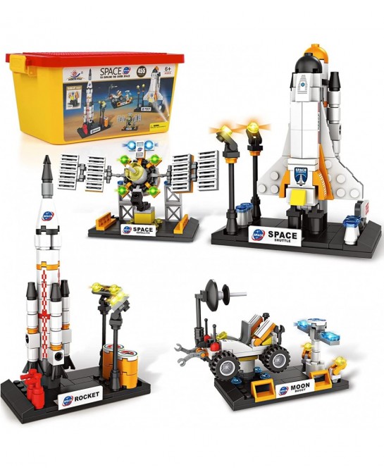 City Space Shuttle Rocket Toys STEM Aerospace Building Kit Toy with Rocket Space Shuttle Moon Buggy Satellite Best Gifts for ...