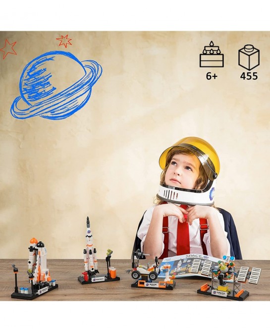 City Space Shuttle Rocket Toys STEM Aerospace Building Kit Toy with Rocket Space Shuttle Moon Buggy Satellite Best Gifts for ...