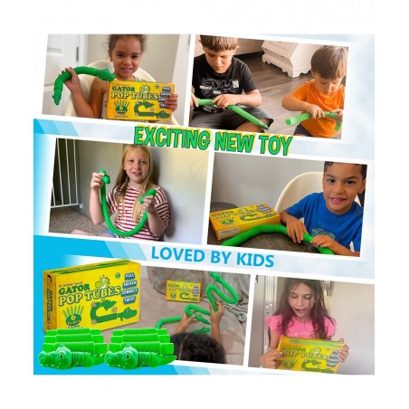 Pop Tubes Gator Pop Tube - Sensory Tubes Fidget Toy - Fun Alligator Toys for Toddlers & Kids All Ages - Best Fidgets Popping ...