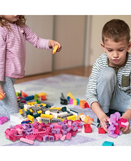 Building Bricks 1000 Pieces Bulk Toys Kids Building Blocks 11 Colors Compatible with All Major Brands-Add 39 Accessories with...