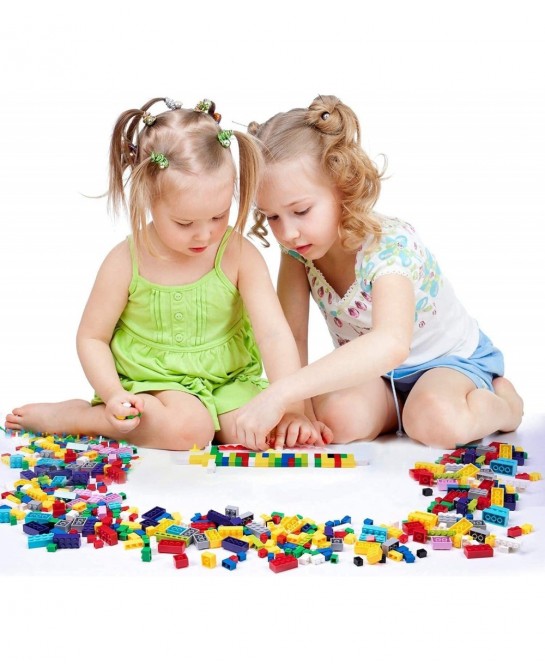 Building Bricks 1000 Pieces Bulk Toys Kids Building Blocks 11 Colors Compatible with All Major Brands-Add 39 Accessories with...