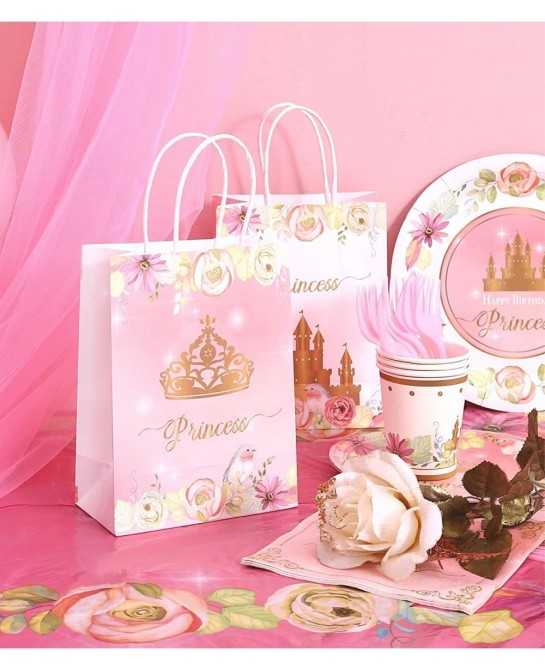 Princess Gift Bags with Handles - 16 PK - the Paper Bag Princess for Party Favor Princess Paper Bags for Princess Party Decor...