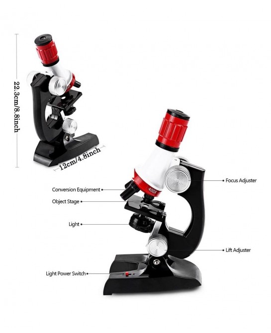 Kid Microscope Science Kits 100X 400X 1200X Trinocular Magnification Beginner Toy Home School Educational Biological Hand Hel...