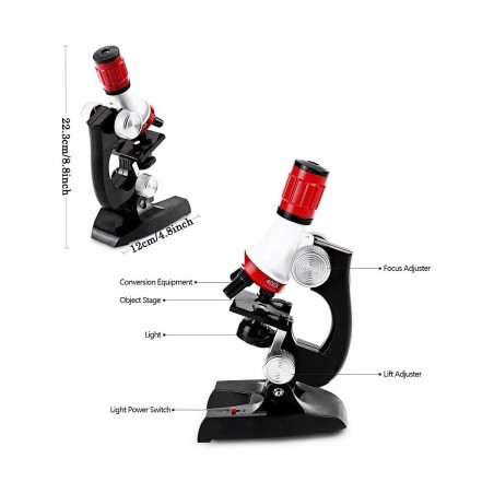 Kid Microscope Science Kits 100X 400X 1200X Trinocular Magnification Beginner Toy Home School Educational Biological Hand Hel...