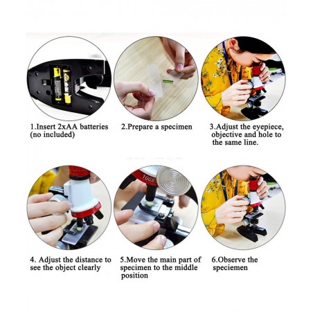 Kid Microscope Science Kits 100X 400X 1200X Trinocular Magnification Beginner Toy Home School Educational Biological Hand Hel...