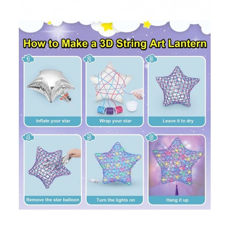 2Pack Upgraded 3D String Art Kit for Kids - Makes a Light-Up Star Lantern with Light - Teen Girl Gifts - Crafts for Girls and...