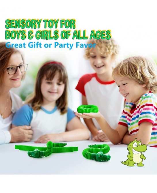 Pop Tubes Gator Pop Tube - Sensory Tubes Fidget Toy - Fun Alligator Toys for Toddlers & Kids All Ages - Best Fidgets Popping ...