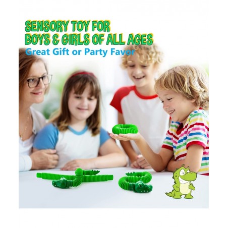 Pop Tubes Gator Pop Tube - Sensory Tubes Fidget Toy - Fun Alligator Toys for Toddlers & Kids All Ages - Best Fidgets Popping ...