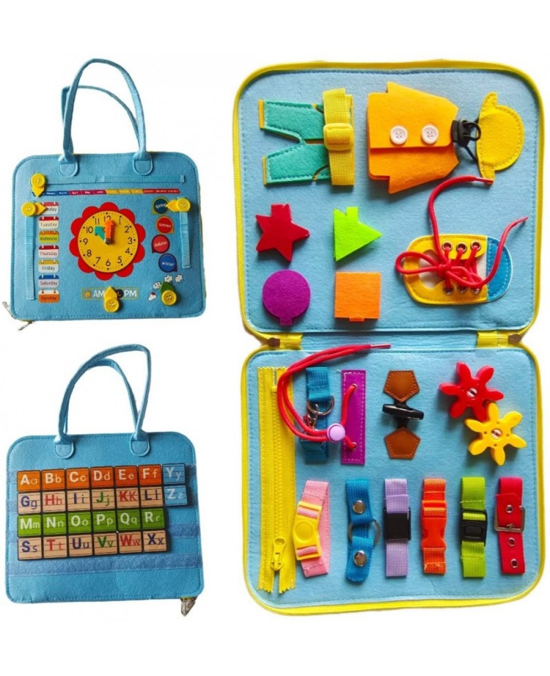 Busy Board 26-in-1 Montessori Toys for Toddler Sensory Board with Alphabet and Calendar for Learning Fine Motor Skills Portab...