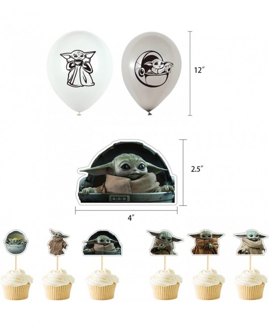 Baby Yoda Birthday Decorations Baby Yoda Party Supplies Party Favors with Backdrop/Banner/Balloons/Cake Topper/Cupcake Topper...