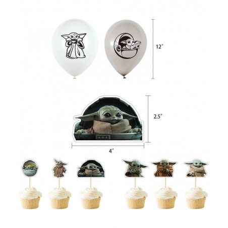Baby Yoda Birthday Decorations Baby Yoda Party Supplies Party Favors with Backdrop/Banner/Balloons/Cake Topper/Cupcake Topper...