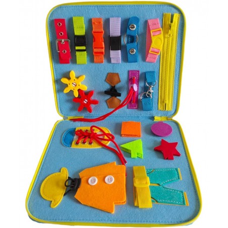Busy Board 26-in-1 Montessori Toys for Toddler Sensory Board with Alphabet and Calendar for Learning Fine Motor Skills Portab...