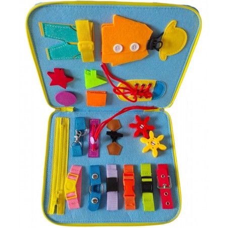 Busy Board 26-in-1 Montessori Toys for Toddler Sensory Board with Alphabet and Calendar for Learning Fine Motor Skills Portab...