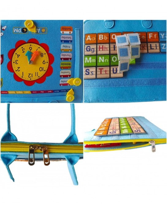 Busy Board 26-in-1 Montessori Toys for Toddler Sensory Board with Alphabet and Calendar for Learning Fine Motor Skills Portab...