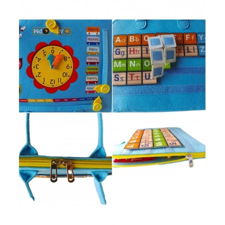 Busy Board 26-in-1 Montessori Toys for Toddler Sensory Board with Alphabet and Calendar for Learning Fine Motor Skills Portab...