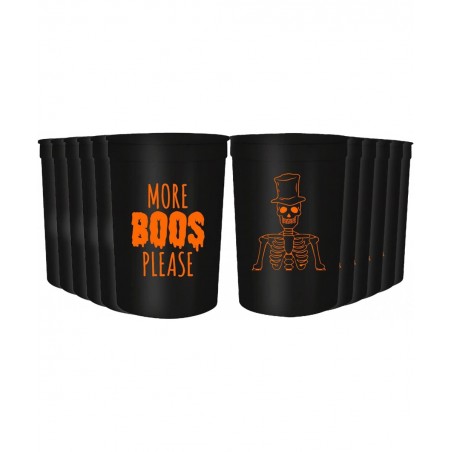 Halloween Party Cups - Set of 12 Orange or White 16oz Stadium Cups Perfect for a Halloween Party Halloween Favors Trick or Tr...