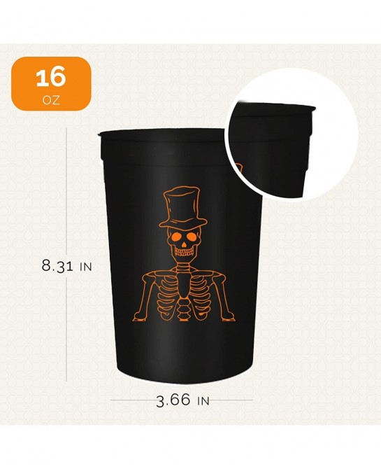 Halloween Party Cups - Set of 12 Orange or White 16oz Stadium Cups Perfect for a Halloween Party Halloween Favors Trick or Tr...