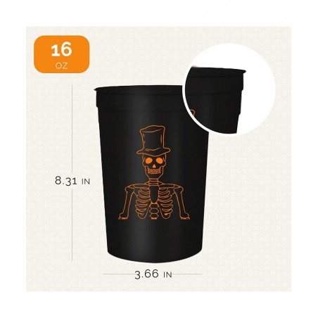 Halloween Party Cups - Set of 12 Orange or White 16oz Stadium Cups Perfect for a Halloween Party Halloween Favors Trick or Tr...