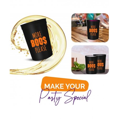 Halloween Party Cups - Set of 12 Orange or White 16oz Stadium Cups Perfect for a Halloween Party Halloween Favors Trick or Tr...