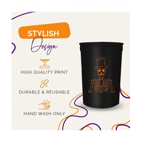 Halloween Party Cups - Set of 12 Orange or White 16oz Stadium Cups Perfect for a Halloween Party Halloween Favors Trick or Tr...