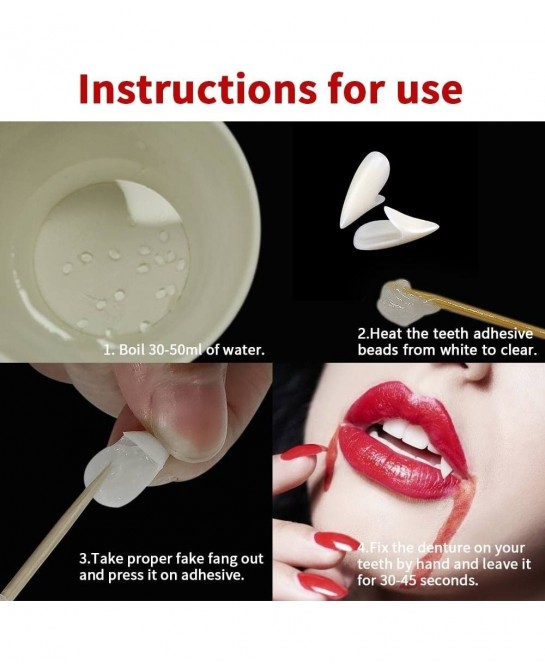 Cosplay Vampire Fangs Teeth with Adhesive Cosplay Accessories Halloween Party Prop Decoration Fake Vampire Teeth Werewolf Fan...