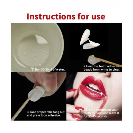 Cosplay Vampire Fangs Teeth with Adhesive Cosplay Accessories Halloween Party Prop Decoration Fake Vampire Teeth Werewolf Fan...