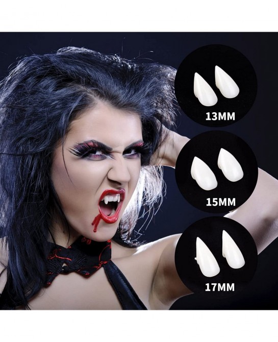 Cosplay Vampire Fangs Teeth with Adhesive Cosplay Accessories Halloween Party Prop Decoration Fake Vampire Teeth Werewolf Fan...