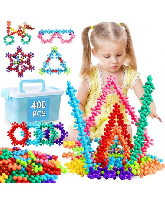 400PCS Building Toys Blocks for Kids Ages 2-8 STEM Toys Educational Interlocking Plastic Connect Block Snowflake Toys Prescho...
