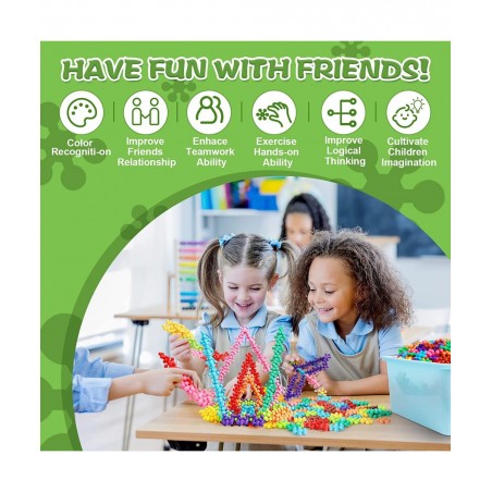 400PCS Building Toys Blocks for Kids Ages 2-8 STEM Toys Educational Interlocking Plastic Connect Block Snowflake Toys Prescho...