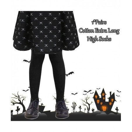 Girls Wednesday Addams Costume Dress Kids Family Halloween Costumes with Socks Skull Long Sleeve Pugsley Cosplay Party $49.82...