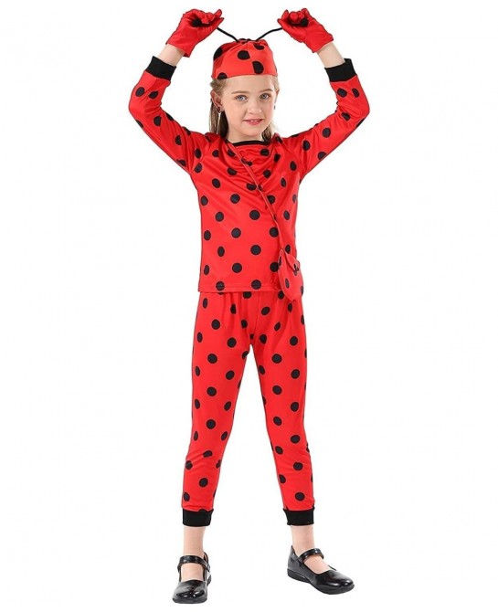 Girls Ladybug Costume Halloween Carnival Masquerade Fantasy Costume Set 3-10 Years Kids Amazing Gift (Red Small) $27.75 Kids'...