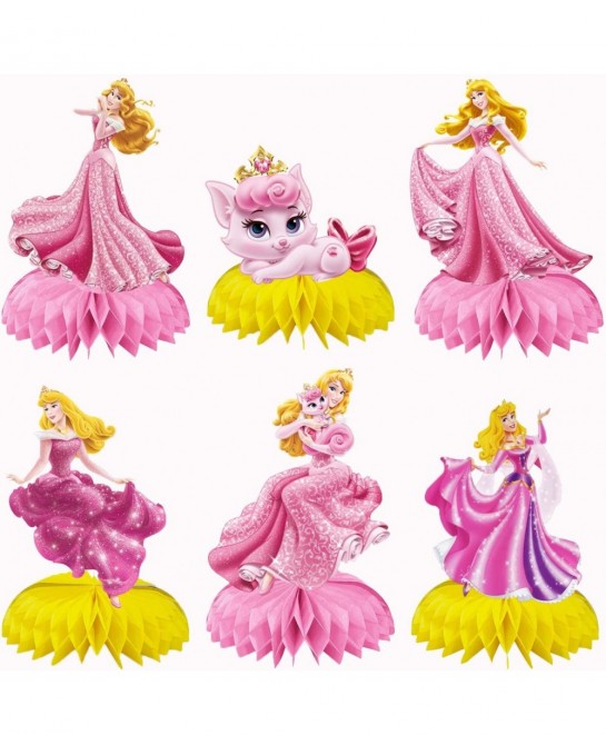 6pcs Princess Honeycomb Centerpieces Girls Birthday Party Decoraions Princess Theme Party Supplies Pink Princess Centerpieces...