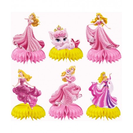 6pcs Princess Honeycomb Centerpieces Girls Birthday Party Decoraions Princess Theme Party Supplies Pink Princess Centerpieces...