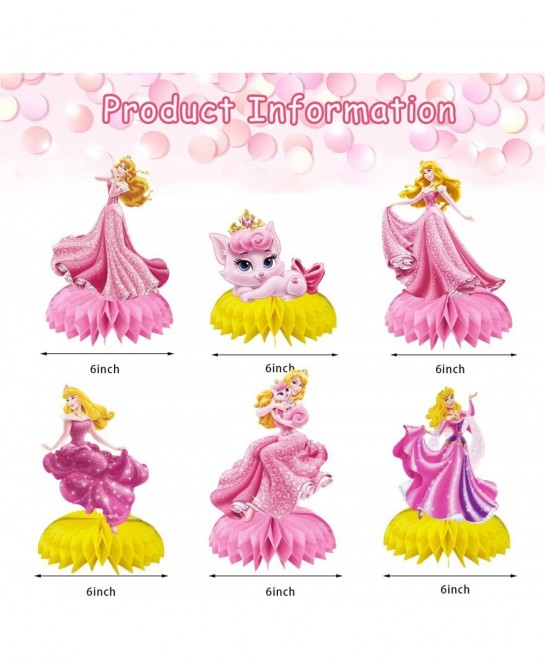 6pcs Princess Honeycomb Centerpieces Girls Birthday Party Decoraions Princess Theme Party Supplies Pink Princess Centerpieces...