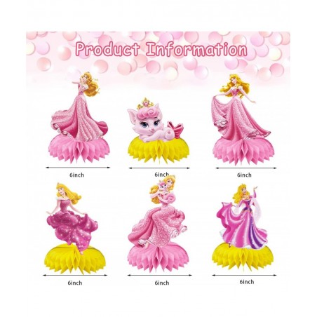 6pcs Princess Honeycomb Centerpieces Girls Birthday Party Decoraions Princess Theme Party Supplies Pink Princess Centerpieces...