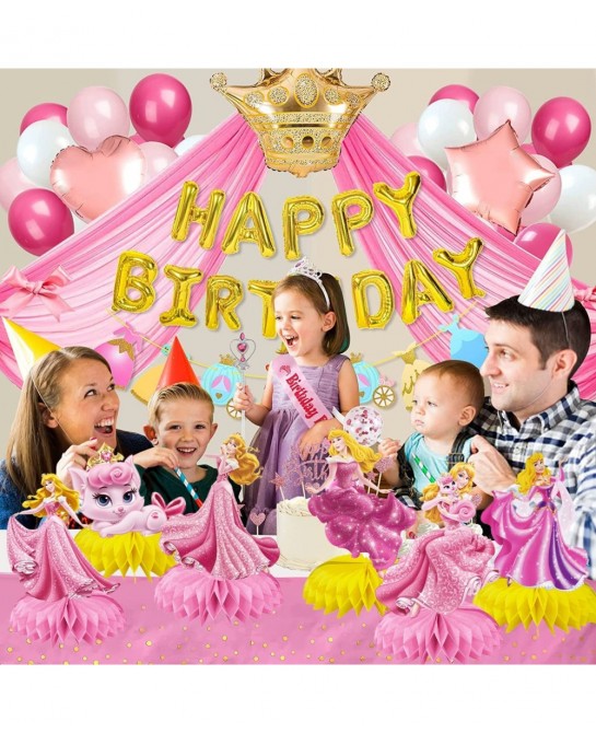 6pcs Princess Honeycomb Centerpieces Girls Birthday Party Decoraions Princess Theme Party Supplies Pink Princess Centerpieces...