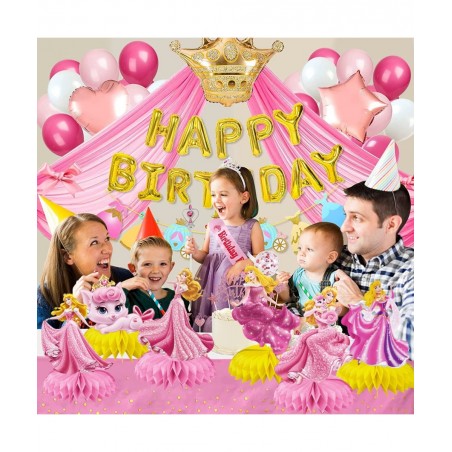 6pcs Princess Honeycomb Centerpieces Girls Birthday Party Decoraions Princess Theme Party Supplies Pink Princess Centerpieces...